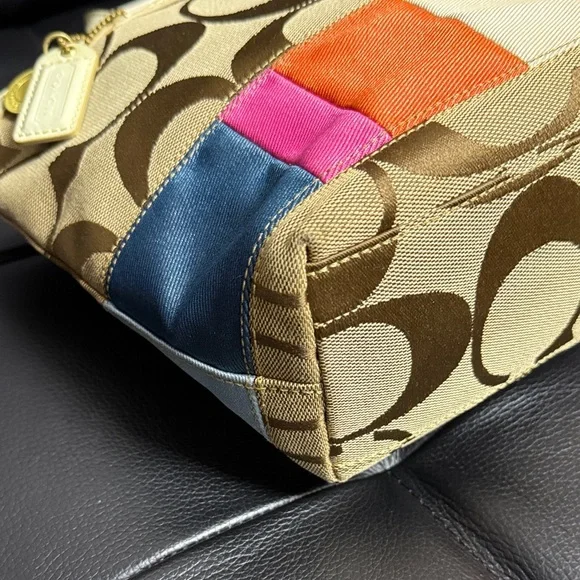 Coach Tan and Multicolor Patchwork Tote - Picture 4 of 13